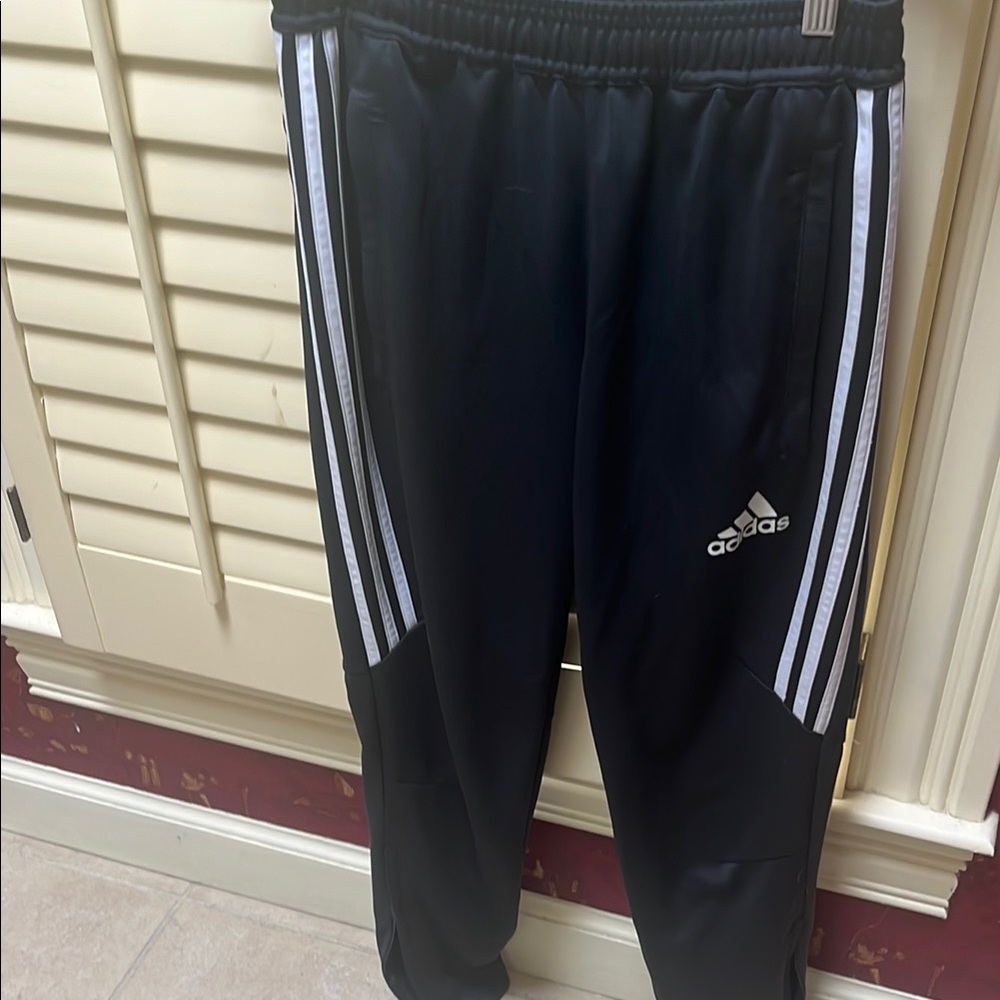 Adidas Black and White Joggers with Tapered Fit